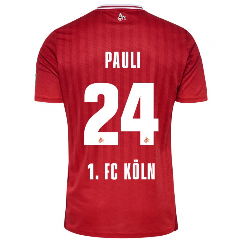 Danxen Mann Julian Pauli #24 Rød Hvit Bortetrøye Drakt Trøye 2025/26 Skjorter T-Skjorte