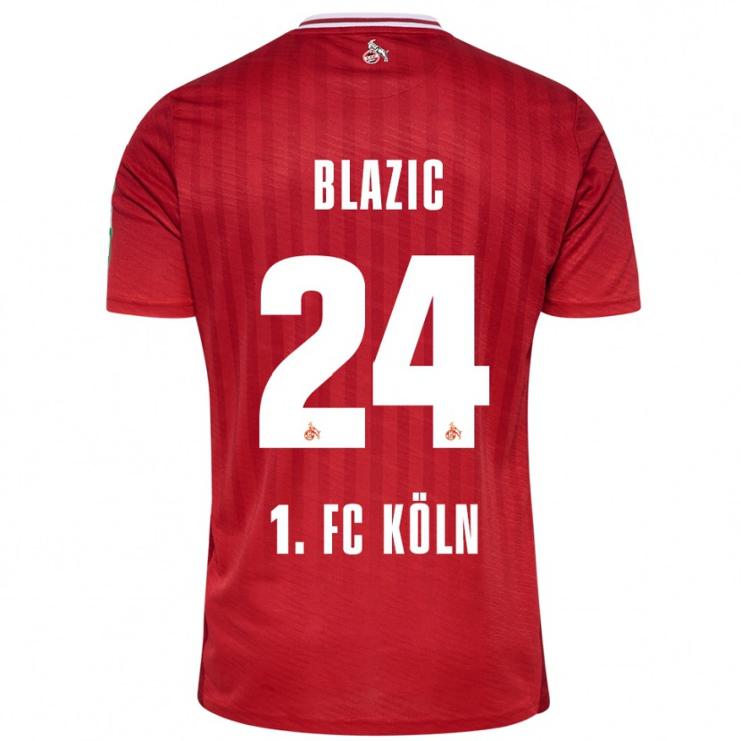 Danxen Mann Alessandro Blazic #24 Rød Hvit Bortetrøye Drakt Trøye 2025/26 Skjorter T-Skjorte