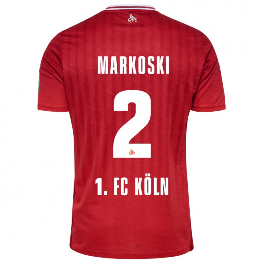 Danxen Mann Kristian Markoski #2 Rød Hvit Bortetrøye Drakt Trøye 2025/26 Skjorter T-Skjorte