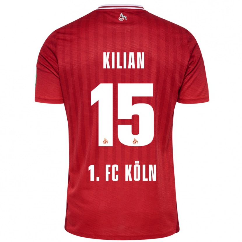 Danxen Mann Luca Kilian #15 Rød Hvit Bortetrøye Drakt Trøye 2025/26 Skjorter T-Skjorte
