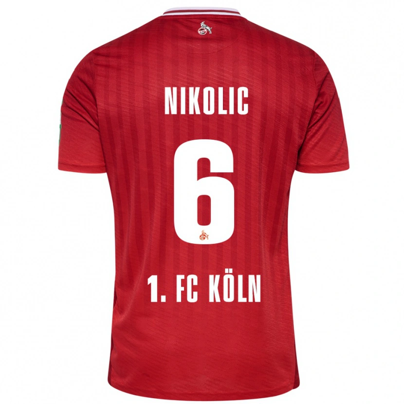 Danxen Mann Milan Nikolic #6 Rød Hvit Bortetrøye Drakt Trøye 2025/26 Skjorter T-Skjorte