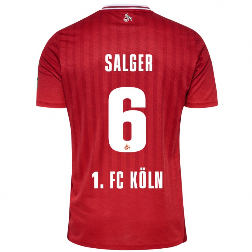 Danxen Mann Stephan Salger #6 Rød Hvit Bortetrøye Drakt Trøye 2025/26 Skjorter T-Skjorte