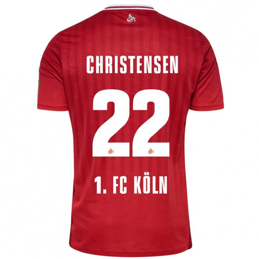 Danxen Mann Jacob Christensen #22 Rød Hvit Bortetrøye Drakt Trøye 2025/26 Skjorter T-Skjorte