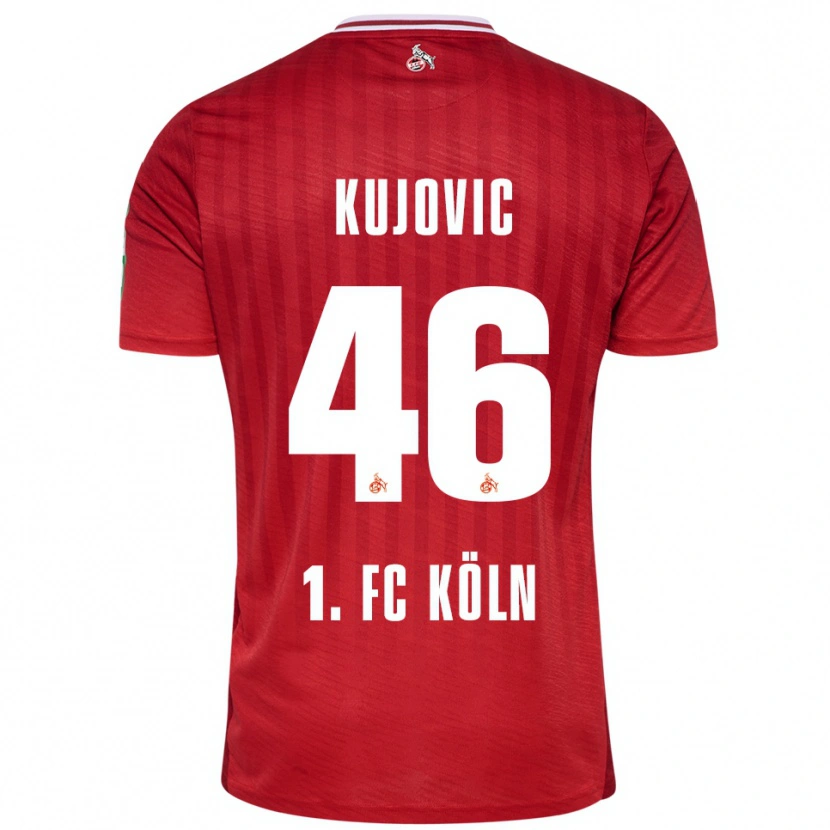 Danxen Mann Emin Kujovic #46 Rød Hvit Bortetrøye Drakt Trøye 2025/26 Skjorter T-Skjorte