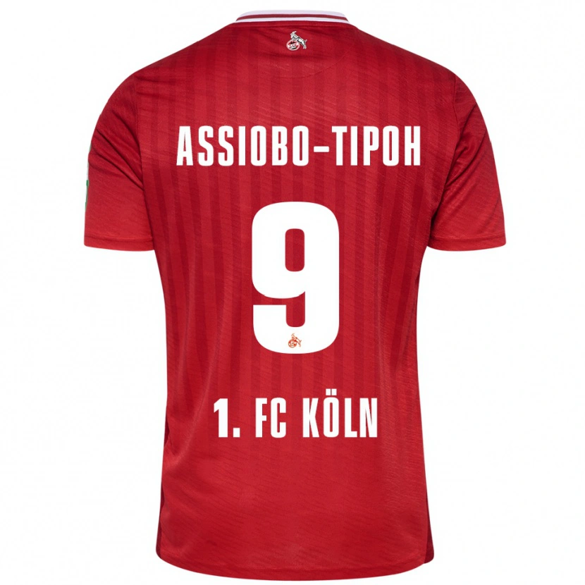 Danxen Mann Elfried Assiobo-Tipoh #9 Rød Hvit Bortetrøye Drakt Trøye 2025/26 Skjorter T-Skjorte