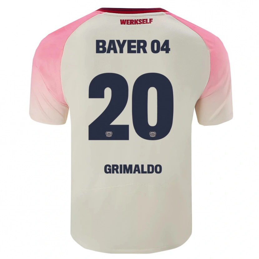 Danxen Mann Alejandro Grimaldo #20 Rosa Off-White Bortetrøye Drakt Trøye 2025/26 Skjorter T-Skjorte