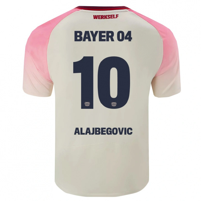Danxen Mann Kerim Alajbegovic #10 Rosa Off-White Bortetrøye Drakt Trøye 2025/26 Skjorter T-Skjorte