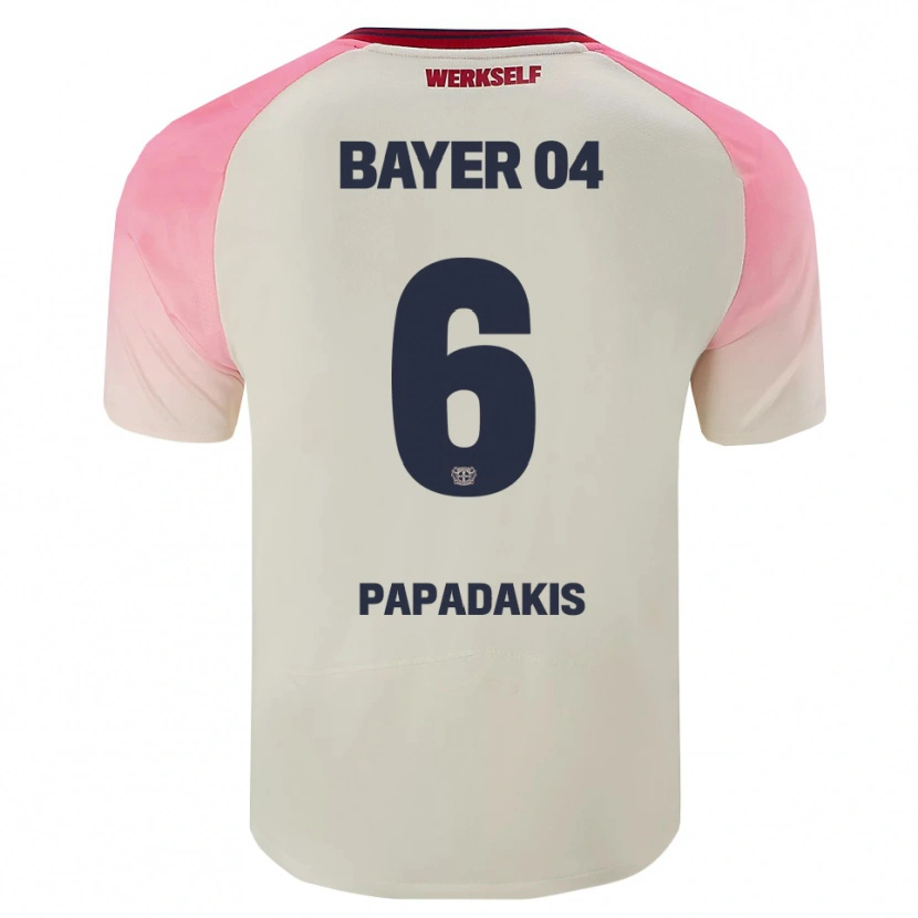 Danxen Mann Konstantinos Papadakis #6 Rosa Off-White Bortetrøye Drakt Trøye 2025/26 Skjorter T-Skjorte