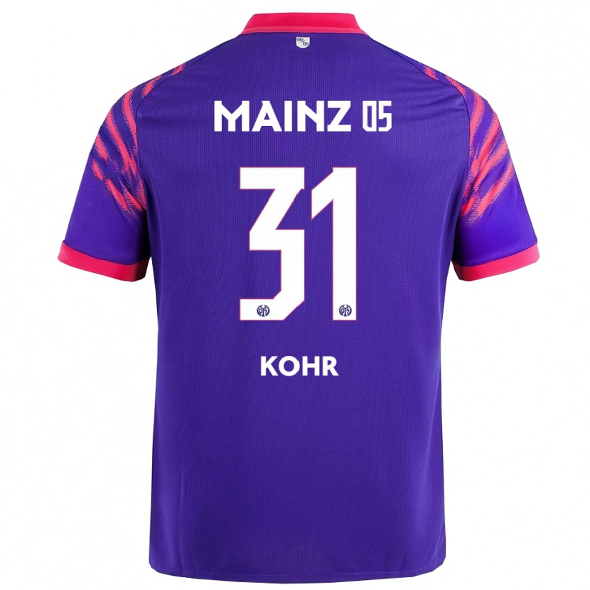 Danxen Mann Dominik Kohr #31 Marineblå Rosa Bortetrøye Drakt Trøye 2025/26 Skjorter T-Skjorte