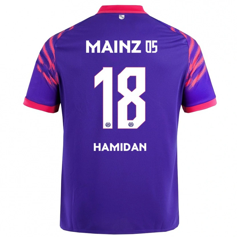 Danxen Mann Ilyas Hamidan #18 Marineblå Rosa Bortetrøye Drakt Trøye 2025/26 Skjorter T-Skjorte