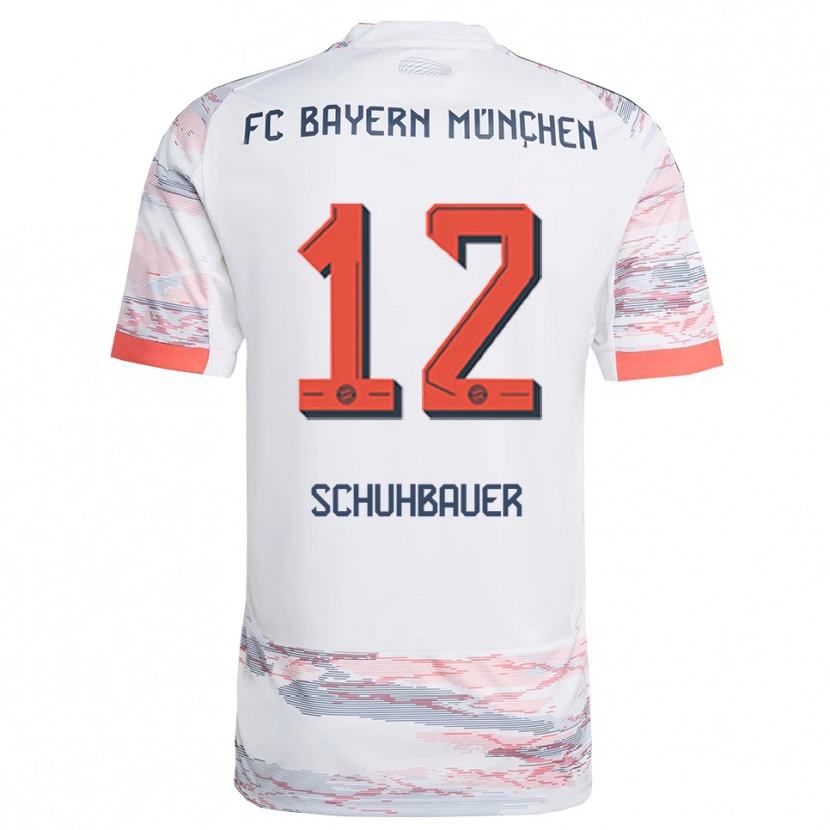 Danxen Mann Maximilian Schuhbauer #12 Hvit Grå Bortetrøye Drakt Trøye 2025/26 Skjorter T-Skjorte