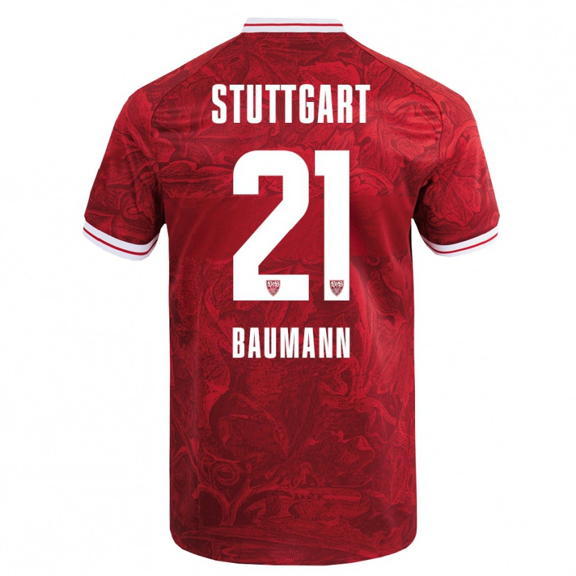 Danxen Mann Katharina Baumann #21 Rød Svart Bortetrøye Drakt Trøye 2025/26 Skjorter T-Skjorte