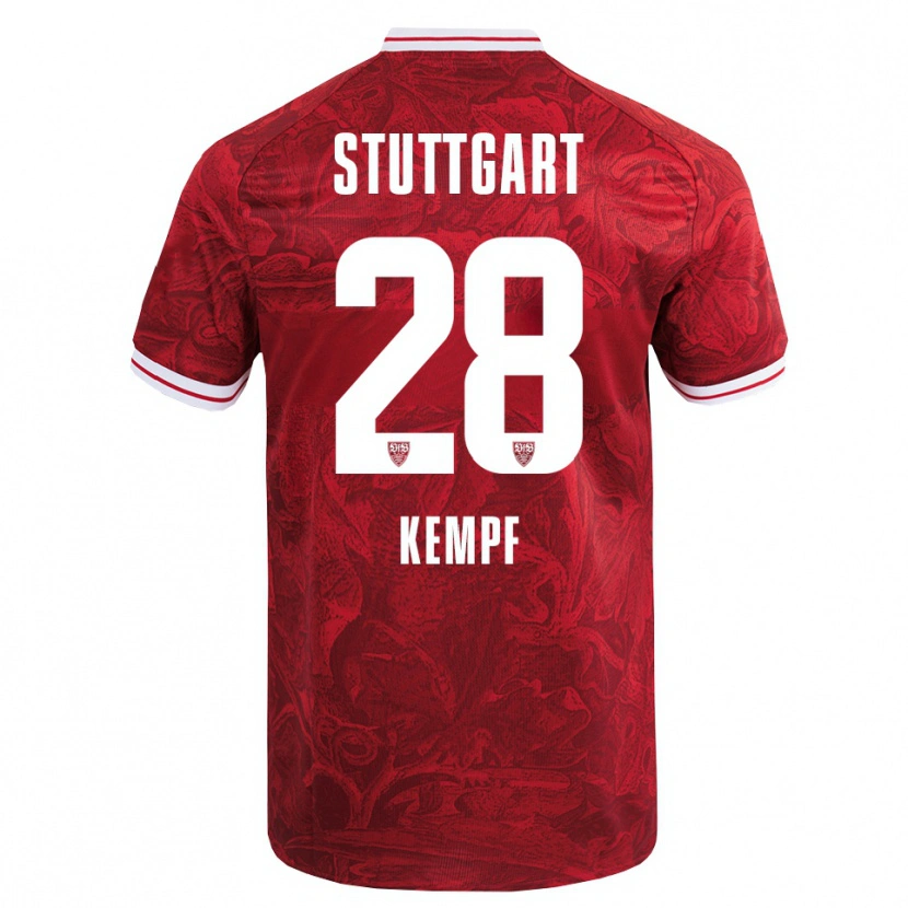 Danxen Mann Karl Kempf #28 Rød Svart Bortetrøye Drakt Trøye 2025/26 Skjorter T-Skjorte