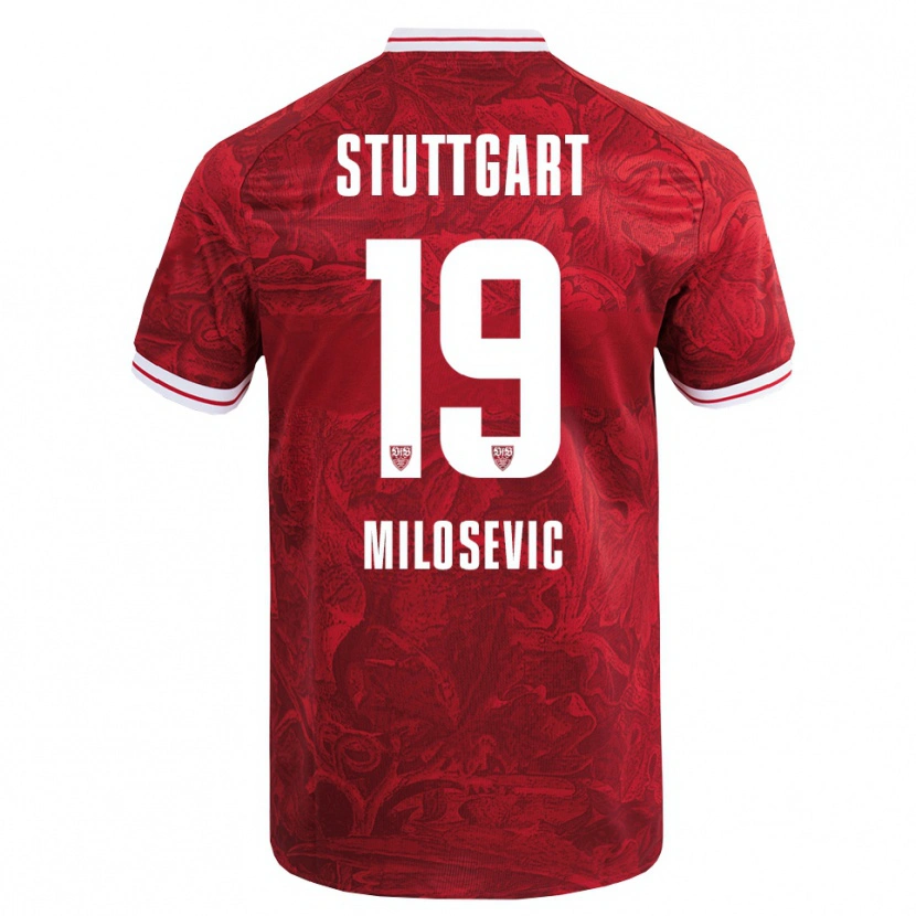 Danxen Mann Jovan Milosevic #19 Rød Svart Bortetrøye Drakt Trøye 2025/26 Skjorter T-Skjorte