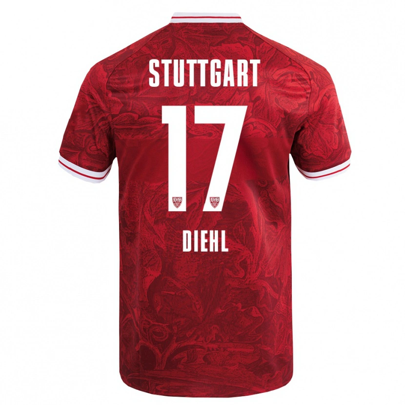 Danxen Mann Justin Diehl #17 Rød Svart Bortetrøye Drakt Trøye 2025/26 Skjorter T-Skjorte
