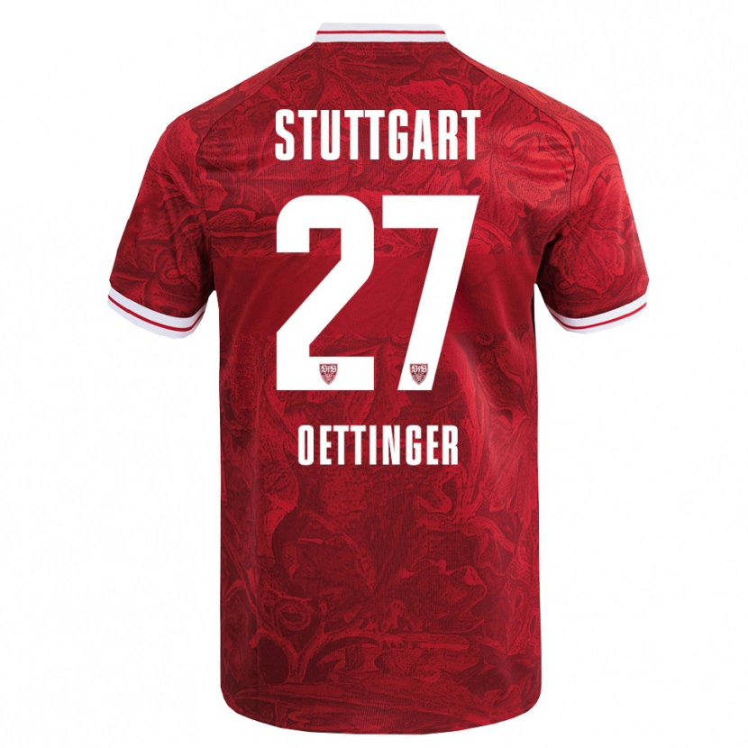 Danxen Mann Jannik Oettinger #27 Rød Svart Bortetrøye Drakt Trøye 2025/26 Skjorter T-Skjorte