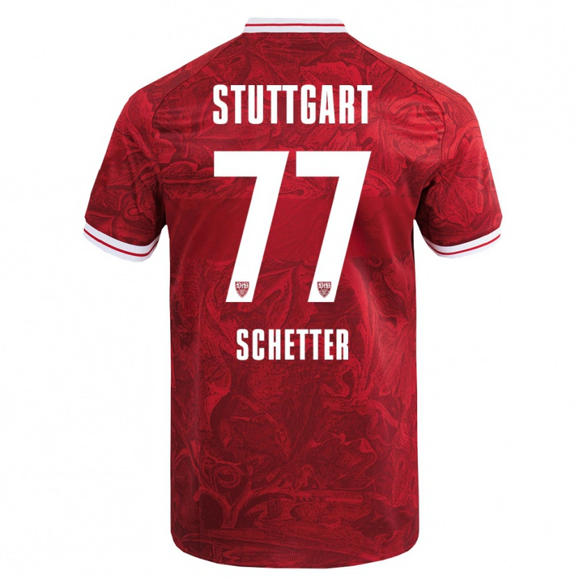 Danxen Mann Leonie Schetter #77 Rød Svart Bortetrøye Drakt Trøye 2025/26 Skjorter T-Skjorte