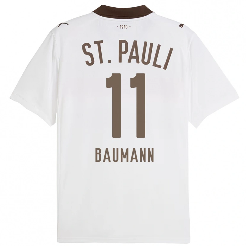 Danxen Mann Malte Baumann #11 Hvit Rød Bortetrøye Drakt Trøye 2025/26 Skjorter T-Skjorte