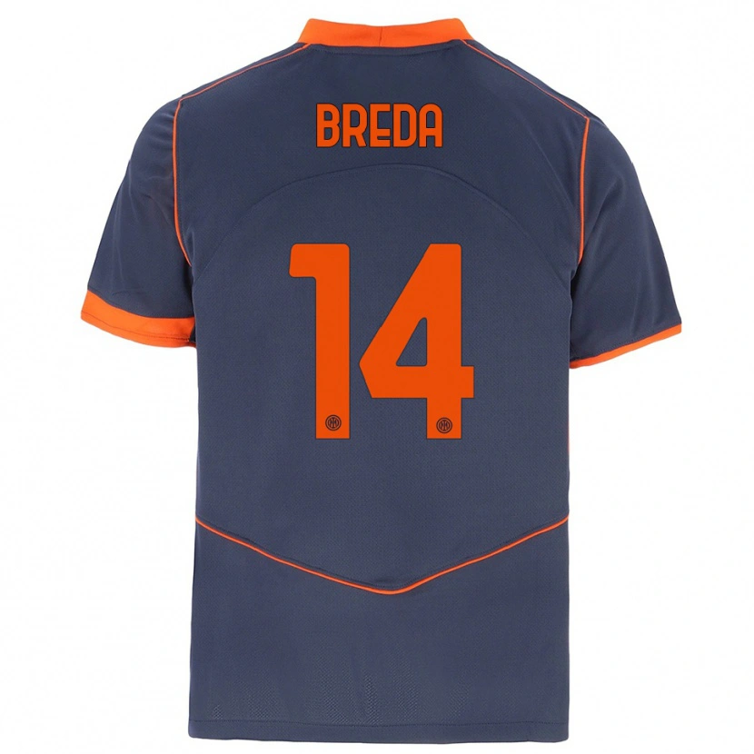 Danxen Mann Cristian Breda #14 Grå Oransje Tredje Sett Drakt Trøye 2025/26 Skjorter T-Skjorte