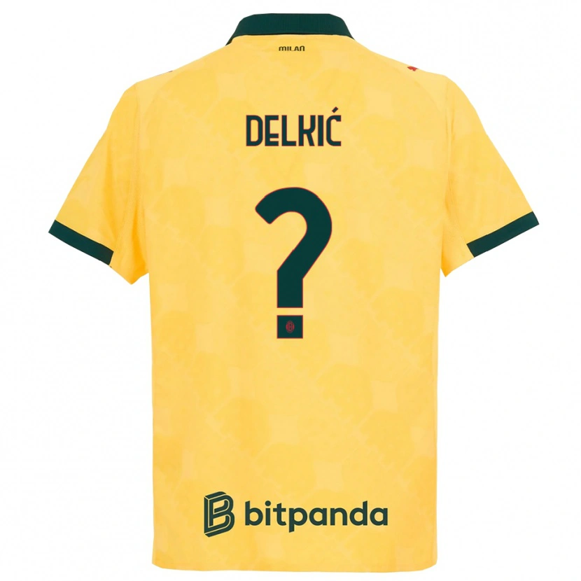 Danxen Mann Dino Delkić #0 Gul Svart Tredje Sett Drakt Trøye 2025/26 Skjorter T-Skjorte
