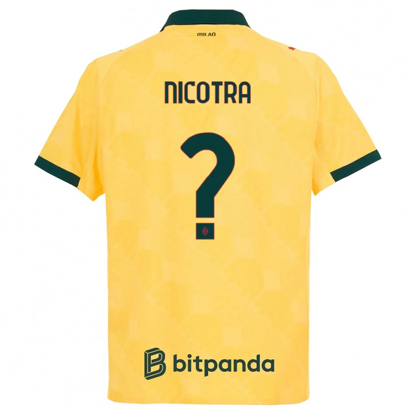 Danxen Mann Riccardo Nicotra #0 Gul Svart Tredje Sett Drakt Trøye 2025/26 Skjorter T-Skjorte