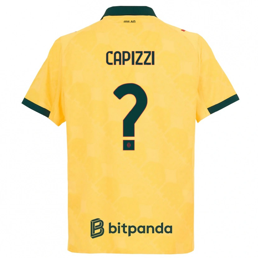 Danxen Mann Edoardo Capizzi #0 Gul Svart Tredje Sett Drakt Trøye 2025/26 Skjorter T-Skjorte