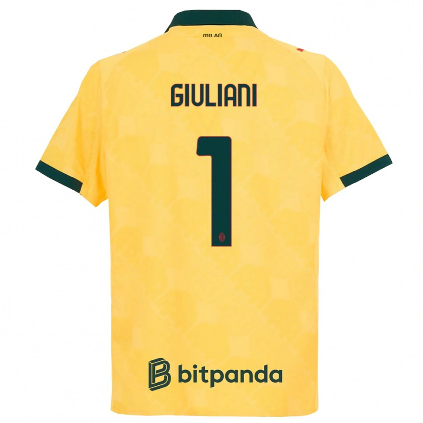 Danxen Mann Laura Giuliani #1 Gul Svart Tredje Sett Drakt Trøye 2025/26 Skjorter T-Skjorte