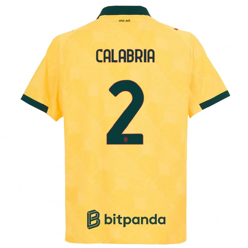 Danxen Mann Davide Calabria #2 Gul Svart Tredje Sett Drakt Trøye 2025/26 Skjorter T-Skjorte
