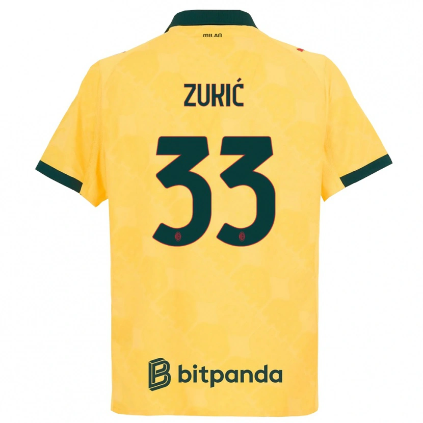 Danxen Mann Damir Zukić #33 Gul Svart Tredje Sett Drakt Trøye 2025/26 Skjorter T-Skjorte