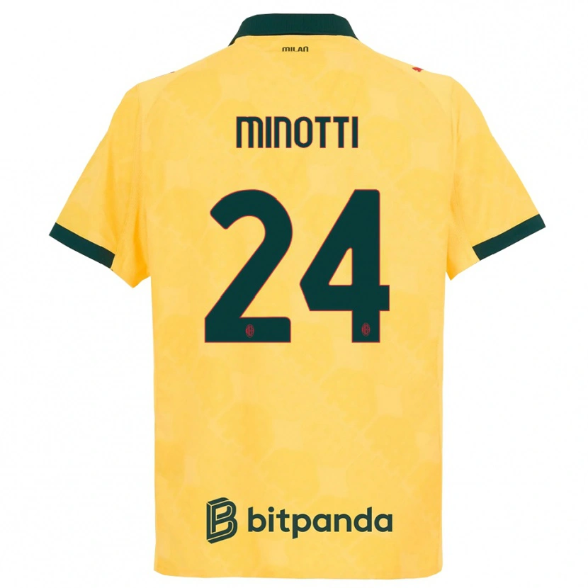 Danxen Mann Gabriele Minotti #24 Gul Svart Tredje Sett Drakt Trøye 2025/26 Skjorter T-Skjorte