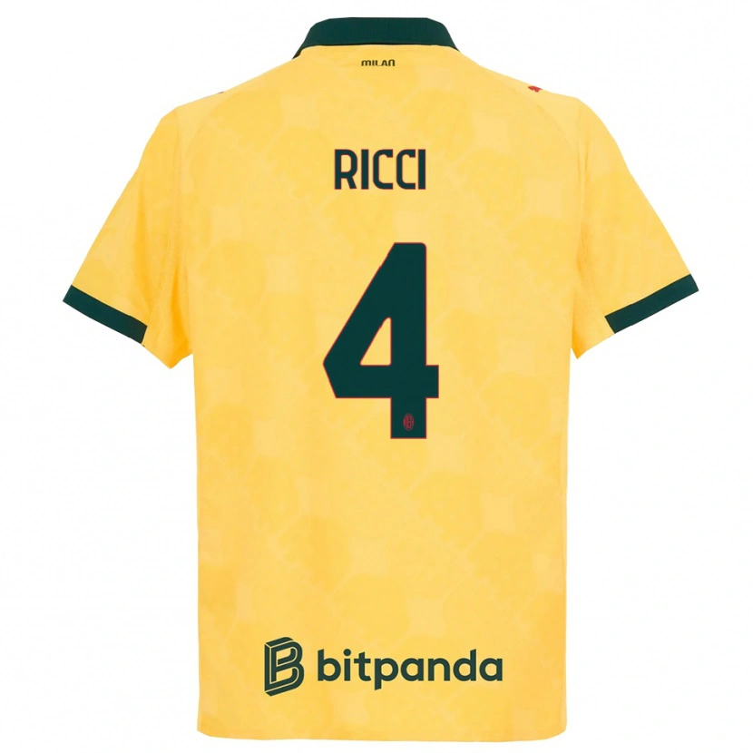 Danxen Mann Samuele Ricci #4 Gul Svart Tredje Sett Drakt Trøye 2025/26 Skjorter T-Skjorte