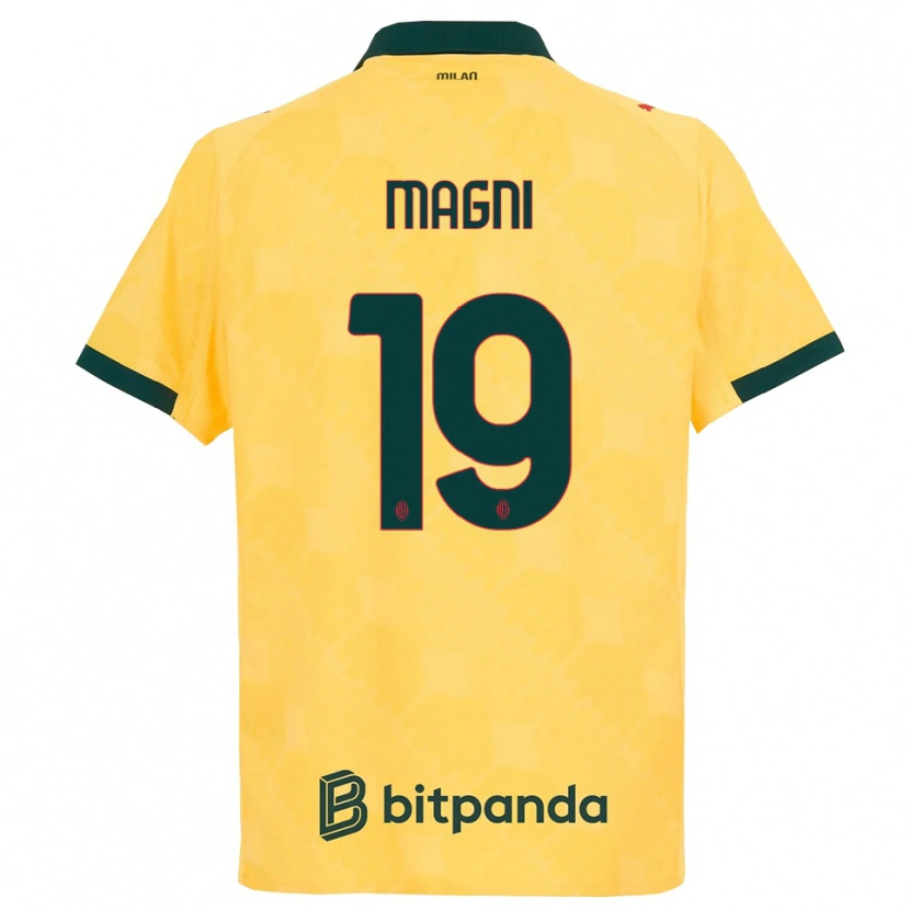 Danxen Mann Vittorio Magni #19 Gul Svart Tredje Sett Drakt Trøye 2025/26 Skjorter T-Skjorte