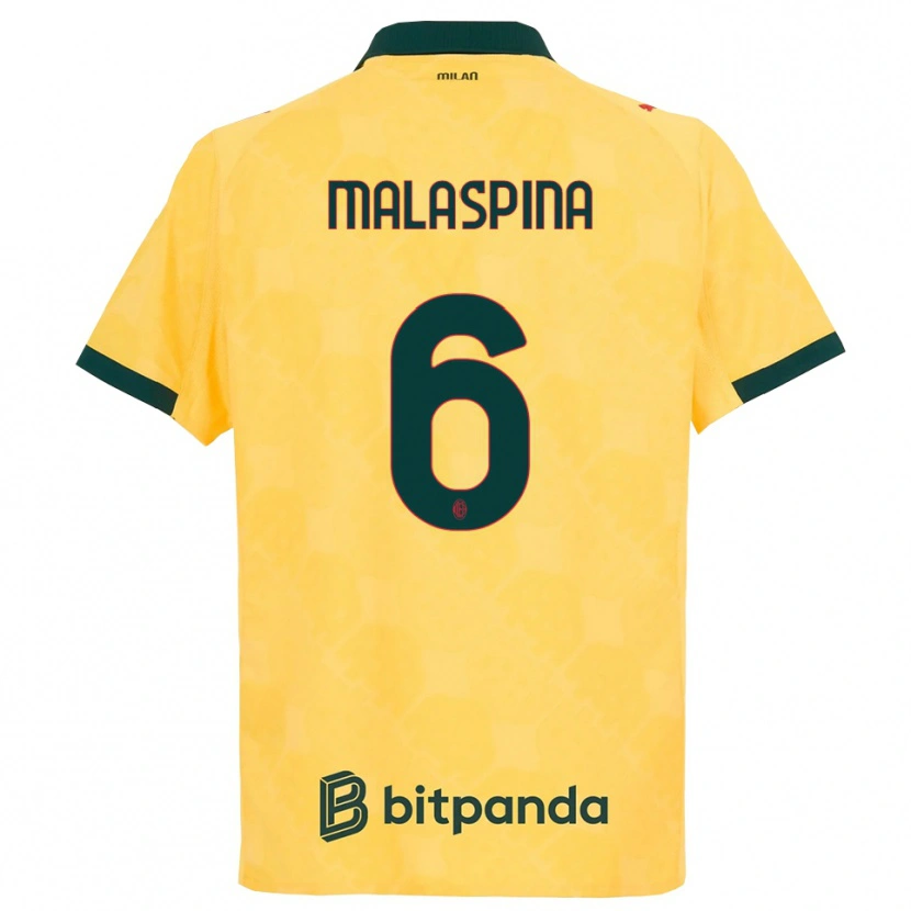 Danxen Mann Mattia Malaspina #6 Gul Svart Tredje Sett Drakt Trøye 2025/26 Skjorter T-Skjorte