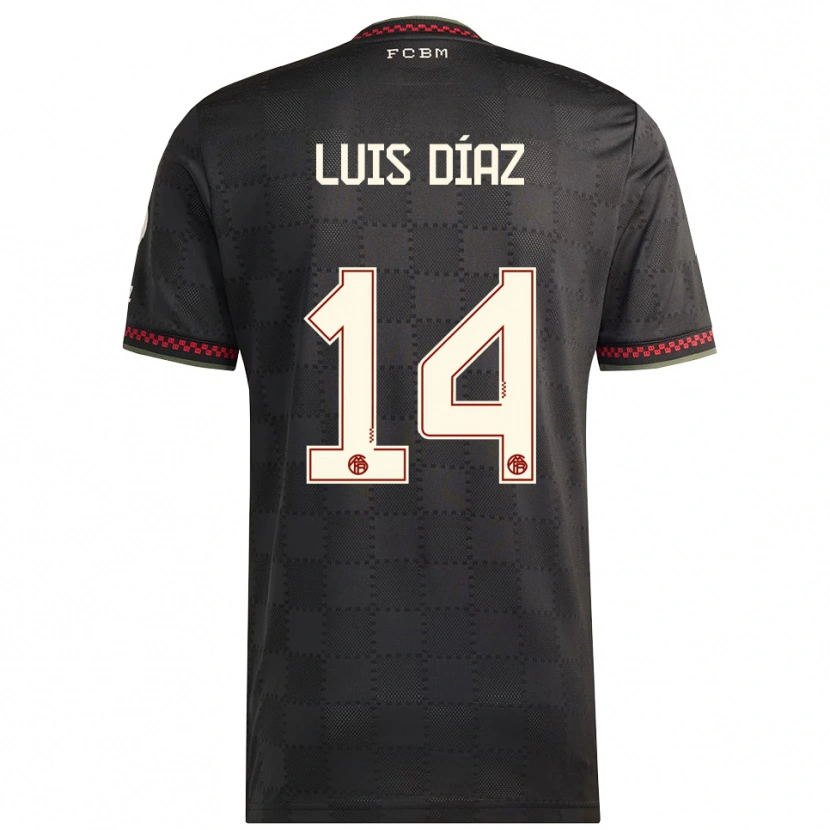 Danxen Mann Luis Díaz #14 Svart Hvit Tredje Sett Drakt Trøye 2025/26 Skjorter T-Skjorte