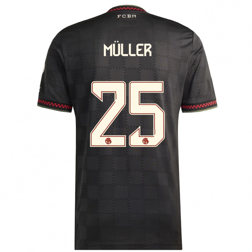 Danxen Mann Thomas Müller #25 Svart Hvit Tredje Sett Drakt Trøye 2025/26 Skjorter T-Skjorte