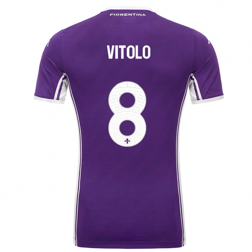 Danxen Dame Federico Vitolo #8 Lilla Hvit Hjemmetrøye Drakt Trøye 2025/26 Skjorter T-Skjorte
