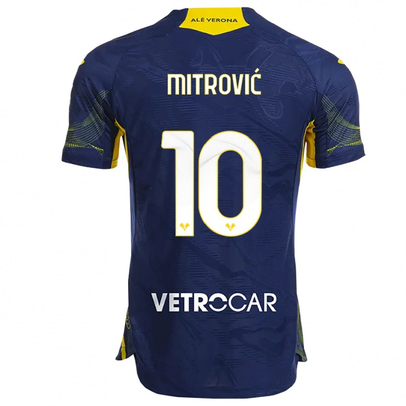 Danxen Dame Stefan Mitrović #10 Marineblå Gul Hjemmetrøye Drakt Trøye 2025/26 Skjorter T-Skjorte
