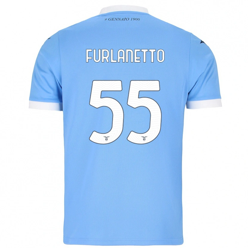 Danxen Dame Alessio Furlanetto #55 Lyseblå Hvit Hjemmetrøye Drakt Trøye 2025/26 Skjorter T-Skjorte