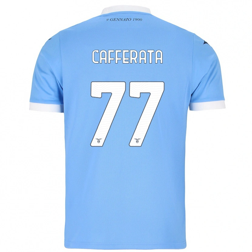 Danxen Dame Federica Cafferata #77 Lyseblå Hvit Hjemmetrøye Drakt Trøye 2025/26 Skjorter T-Skjorte