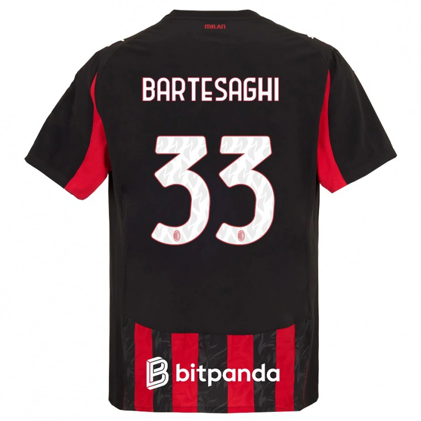 Danxen Dame Davide Bartesaghi #33 Rød Svart Hjemmetrøye Drakt Trøye 2025/26 Skjorter T-Skjorte