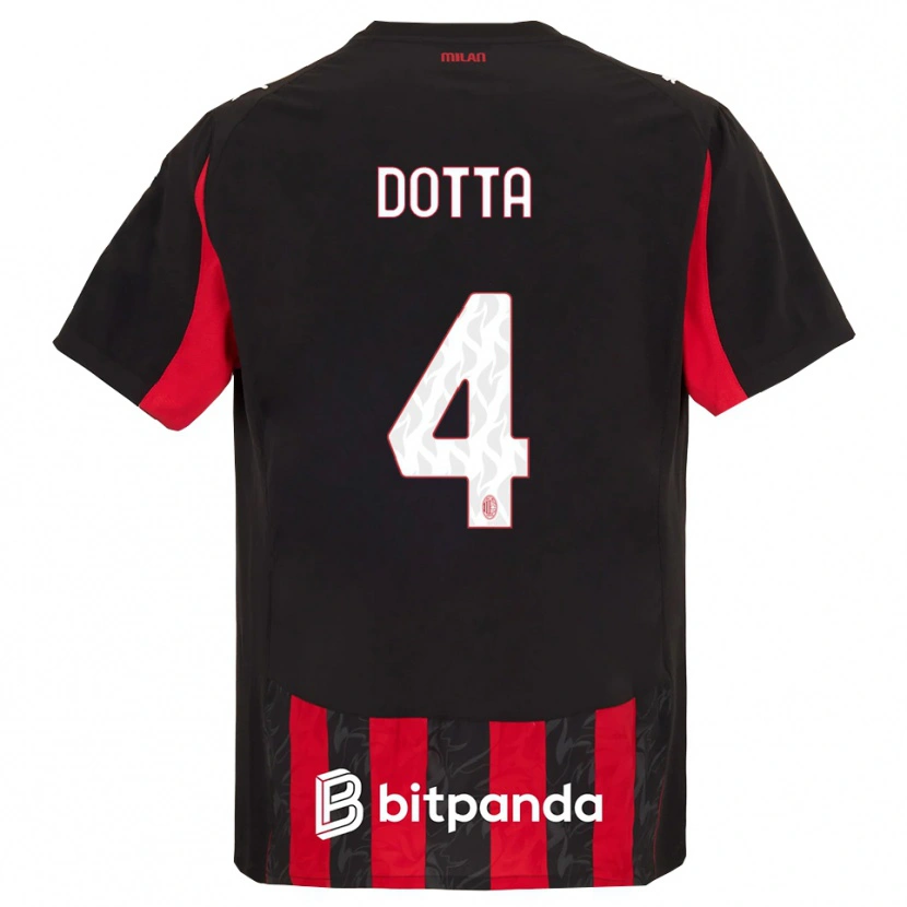 Danxen Dame Cristiano Dotta #4 Rød Svart Hjemmetrøye Drakt Trøye 2025/26 Skjorter T-Skjorte