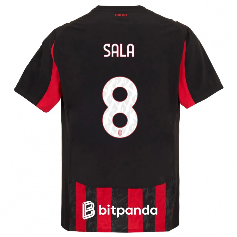 Danxen Dame Emanuele Sala #8 Rød Svart Hjemmetrøye Drakt Trøye 2025/26 Skjorter T-Skjorte
