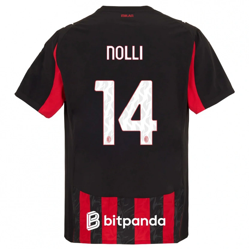 Danxen Dame Luca Nolli #14 Rød Svart Hjemmetrøye Drakt Trøye 2025/26 Skjorter T-Skjorte