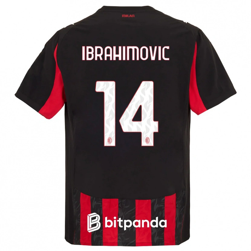 Danxen Dame Vincent Ibrahimović #14 Rød Svart Hjemmetrøye Drakt Trøye 2025/26 Skjorter T-Skjorte