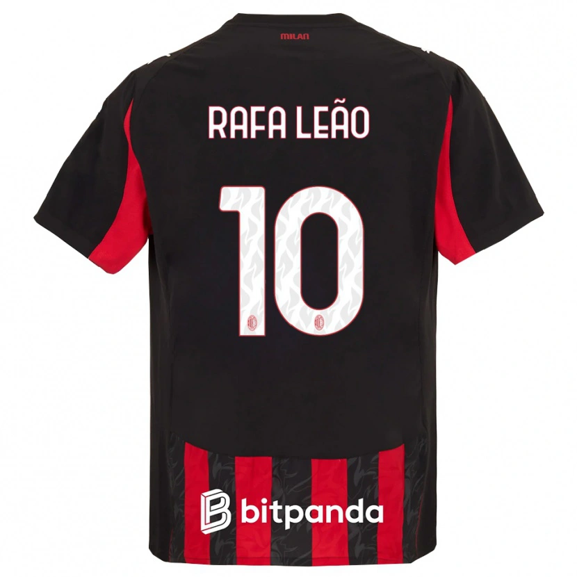 Danxen Dame Rafael Leão #10 Rød Svart Hjemmetrøye Drakt Trøye 2025/26 Skjorter T-Skjorte