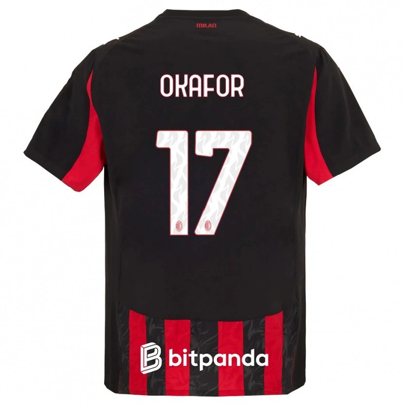 Danxen Dame Noah Okafor #17 Rød Svart Hjemmetrøye Drakt Trøye 2025/26 Skjorter T-Skjorte