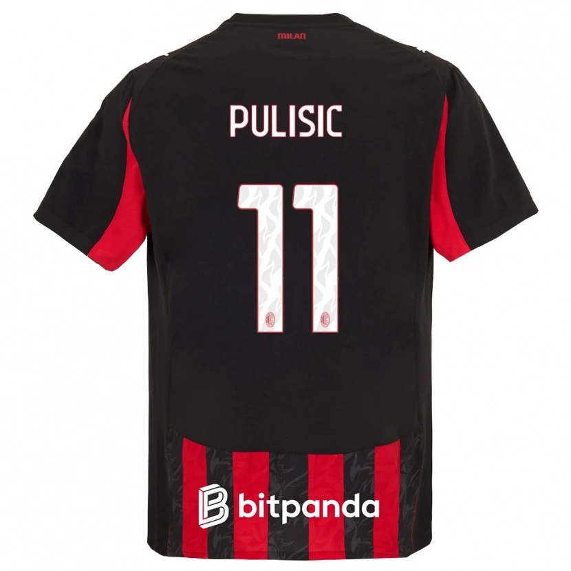 Danxen Dame Christian Pulisic #11 Rød Svart Hjemmetrøye Drakt Trøye 2025/26 Skjorter T-Skjorte
