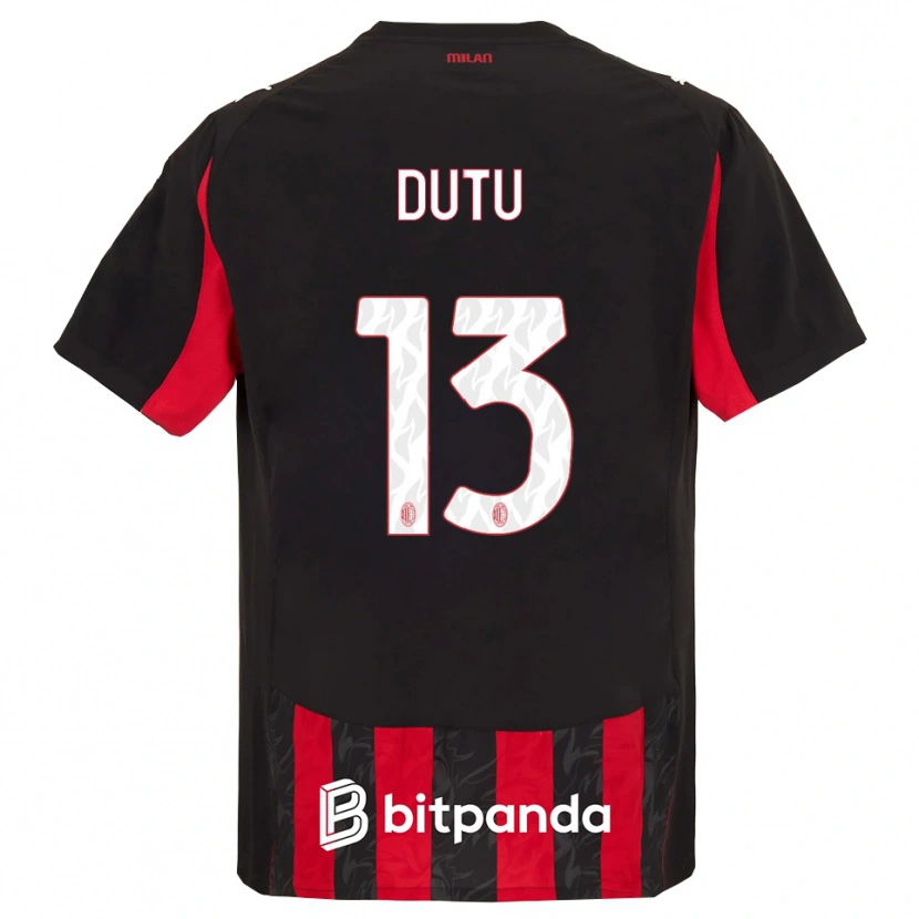 Danxen Dame Matteo Duțu #13 Rød Svart Hjemmetrøye Drakt Trøye 2025/26 Skjorter T-Skjorte