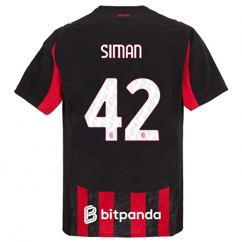 Danxen Dame Alexandru Șiman #42 Rød Svart Hjemmetrøye Drakt Trøye 2025/26 Skjorter T-Skjorte