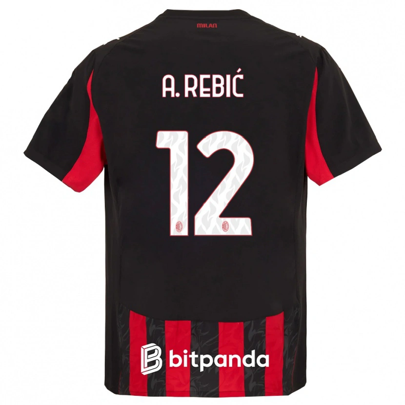 Danxen Dame Ante Rebic #12 Rød Svart Hjemmetrøye Drakt Trøye 2025/26 Skjorter T-Skjorte